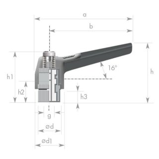 Klemmhebelmutter 16°