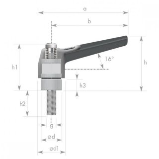 Clamping lever screw 16°