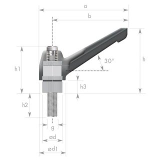 Clamping lever screw 30°