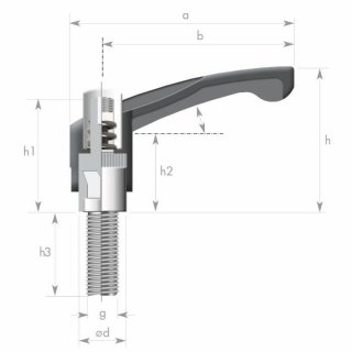 Clamping lever screw - form K, insert stainless steel