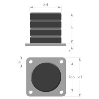 Zellpuffer mit quadratischer Grundplatte