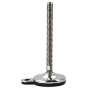 Adjustable foot D 100, swiveling +/-5°, stainless steel, with fixing eyelet