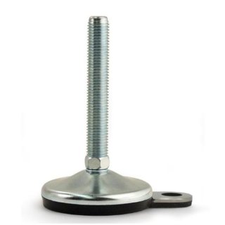 Adjustable foot D 100, swiveling +/-5°, galvanized, with fixing eyelet