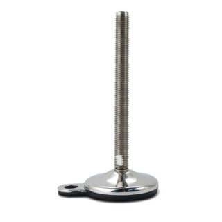 Adjustable foot D 80, 2-pos., swiveling +/-5°, stainless steel, with fixing eyelet