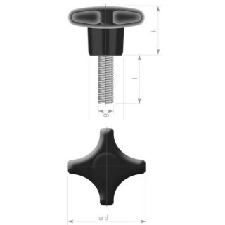 Star grips with grub screw - DIN 6335