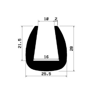 U-Profil-Gummi schwarz, EPDM 