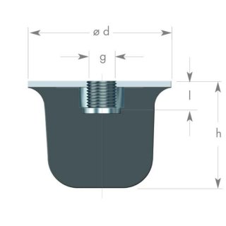 Rubber metal buffer type KE, crowned