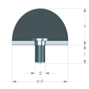 A 25x30 M6 X 18 NK 55° Edelstahl A4 Gummi-Metall-Puffer