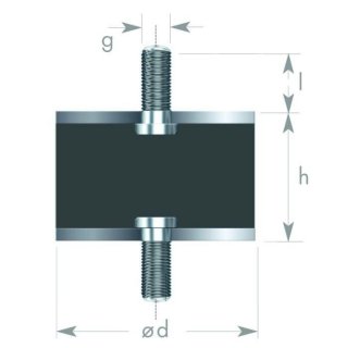 Rubber metal buffer type 1, AG/AG