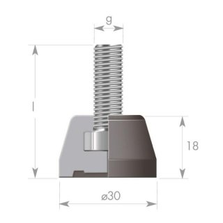 Fixed support foot - Ø 30 mm