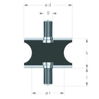 Rubber metal buffer type AT, waisted AG/AG