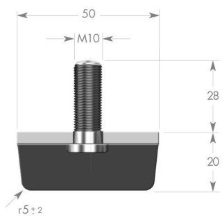 Gummi-Metall-Puffer IG M6 / AG M6x18, NK 55 +/-5 Shore A, ST37 weiß  verzinkt